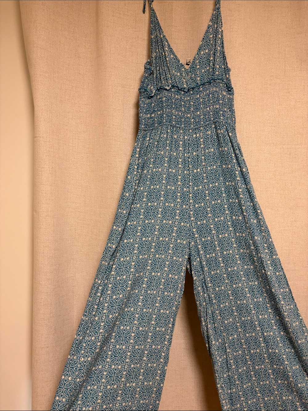 Patrons of Peace Teal Blue Printed Maxi Dress with V-Neck